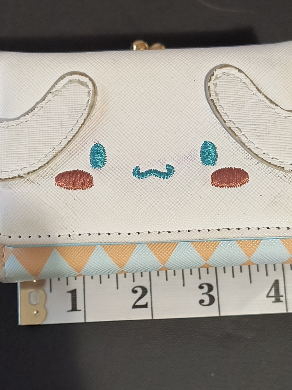 White Kids Character Wallet with Teal & Peach Accents
